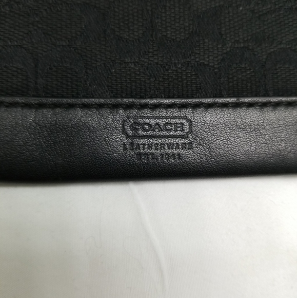 Coach Signature Mini Skinny ID Card Case Coin Purse Keychain Black - Picture 3 of 8